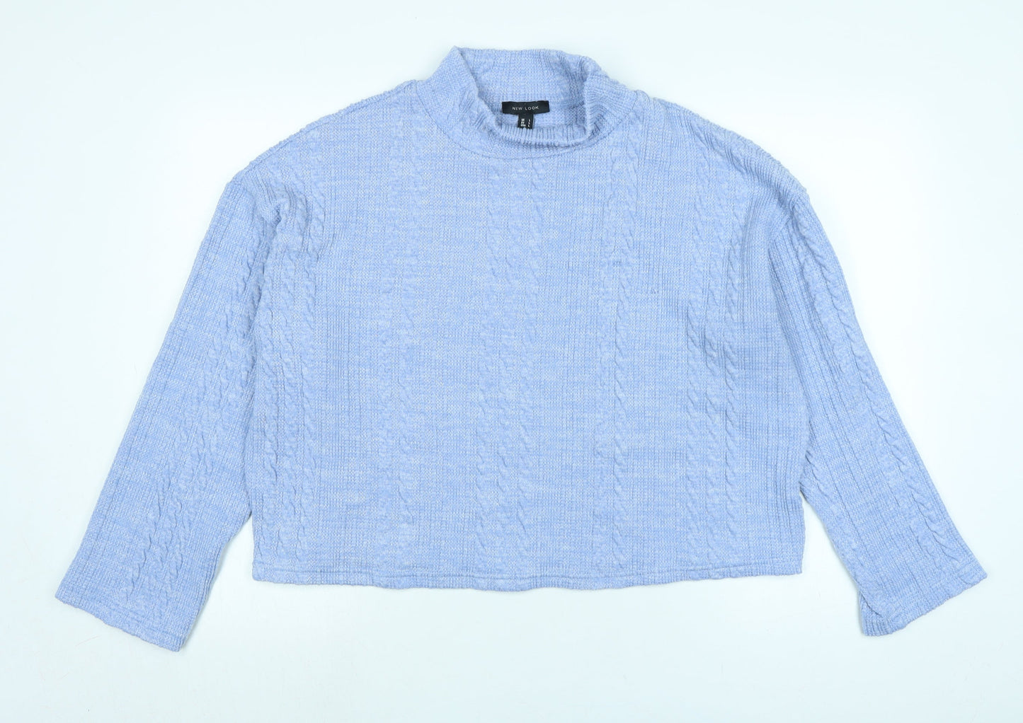 New Look Womens Blue Mock Neck Polyester Pullover Jumper Size L