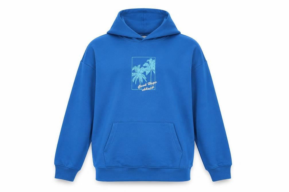 Marks & Spencer Boys Blue Polyester Pullover Hoodie Size 13-14 Years - Logo - Good days ahead
