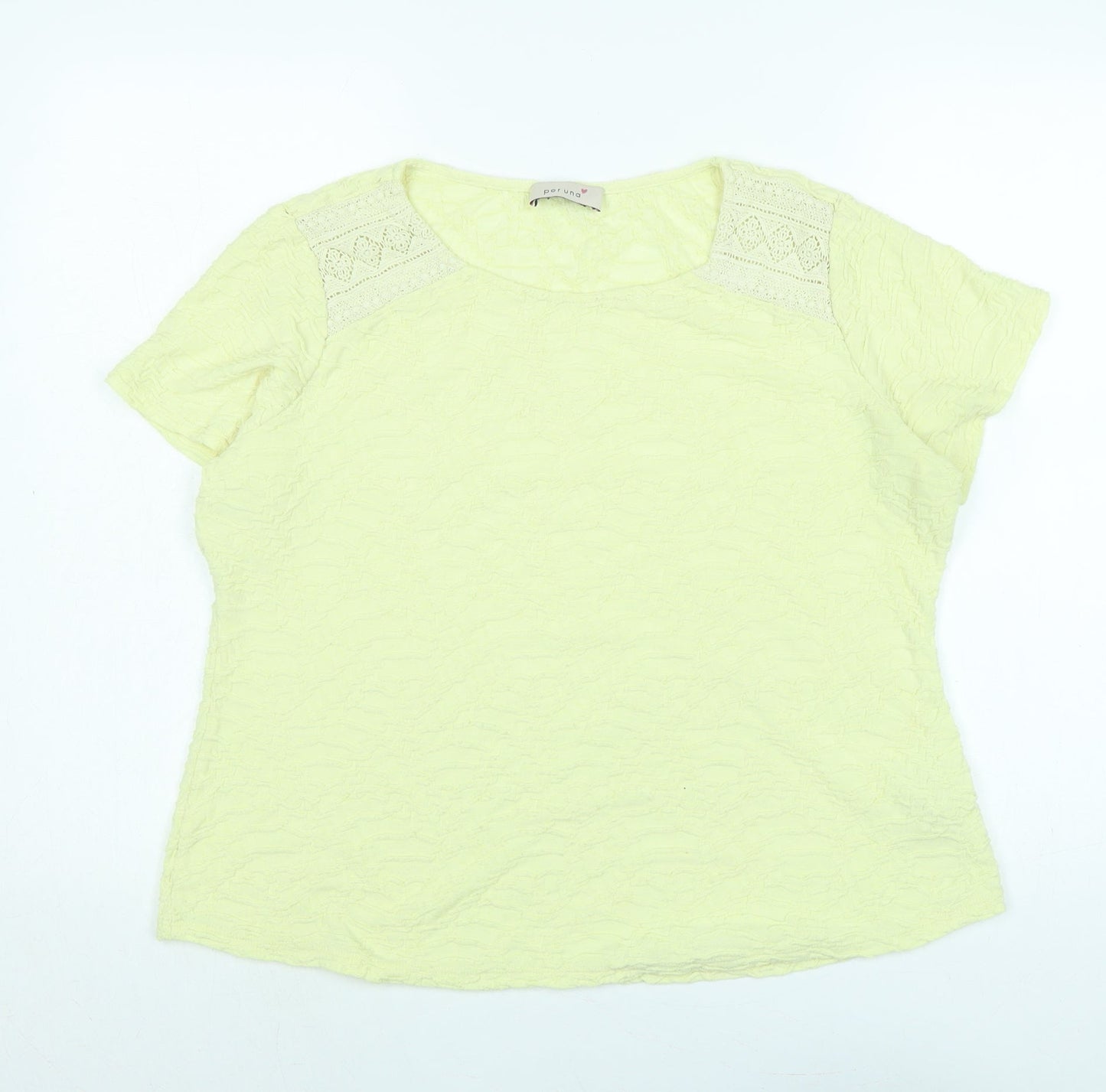 Marks and Spencer Womens Yellow Polyester Basic Blouse Size 18 Scoop Neck