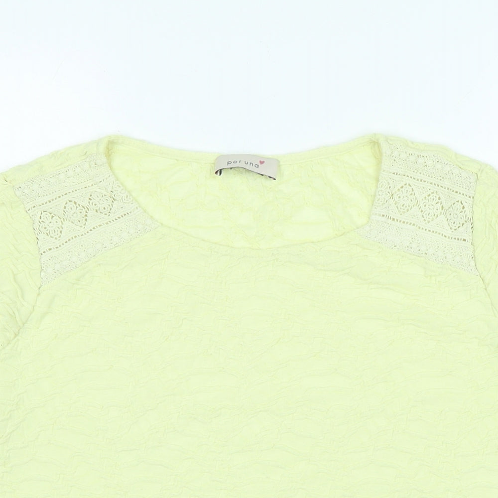 Marks and Spencer Womens Yellow Polyester Basic Blouse Size 18 Scoop Neck
