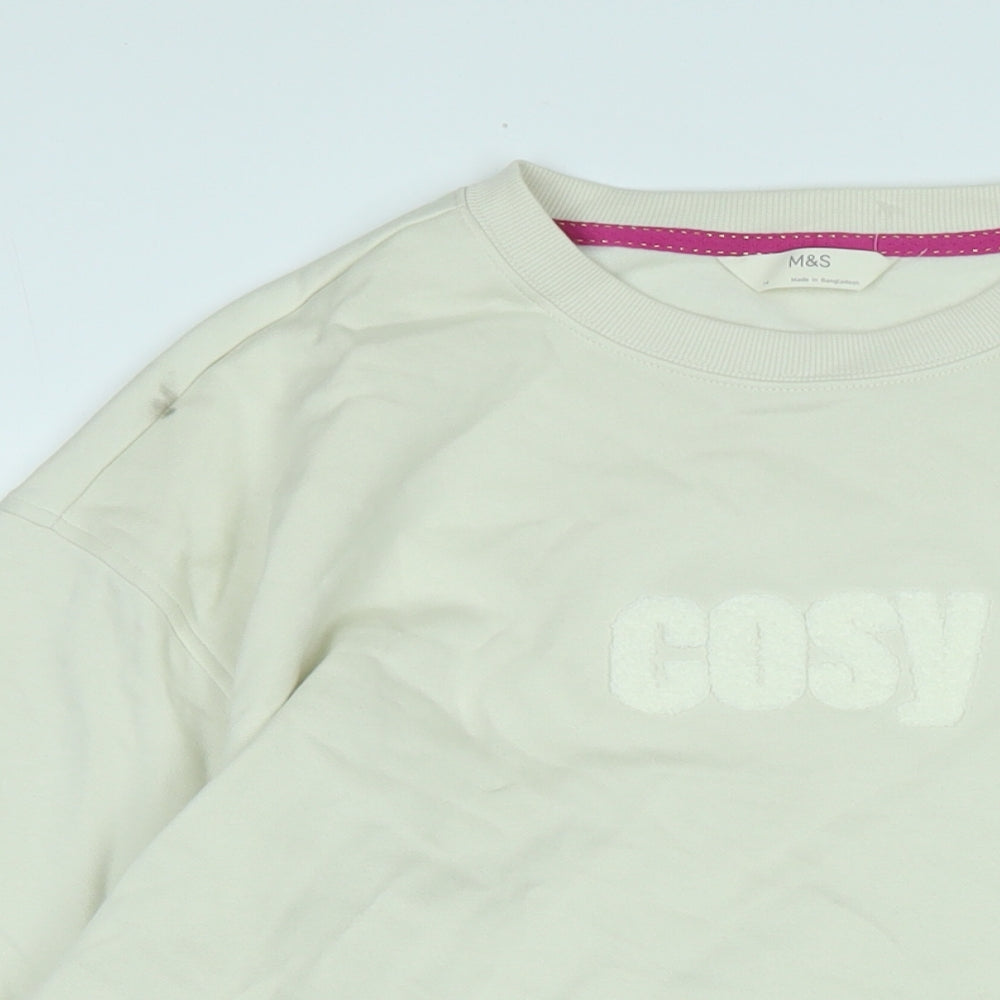 Marks and Spencer Womens Ivory Polyester Pullover Sweatshirt Size 18