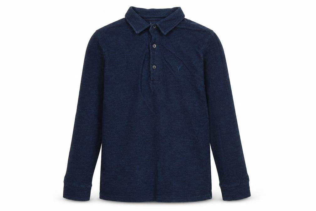 Next Boys Blue Cotton Pullover Polo Size 10 Years Collared Button
