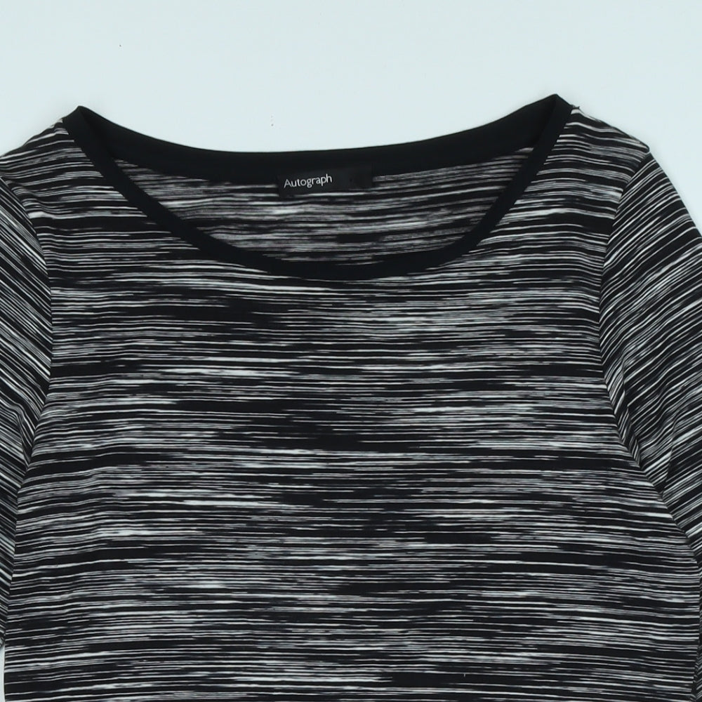 Marks and Spencer Womens Black Viscose Basic T-Shirt Size 12 Boat Neck