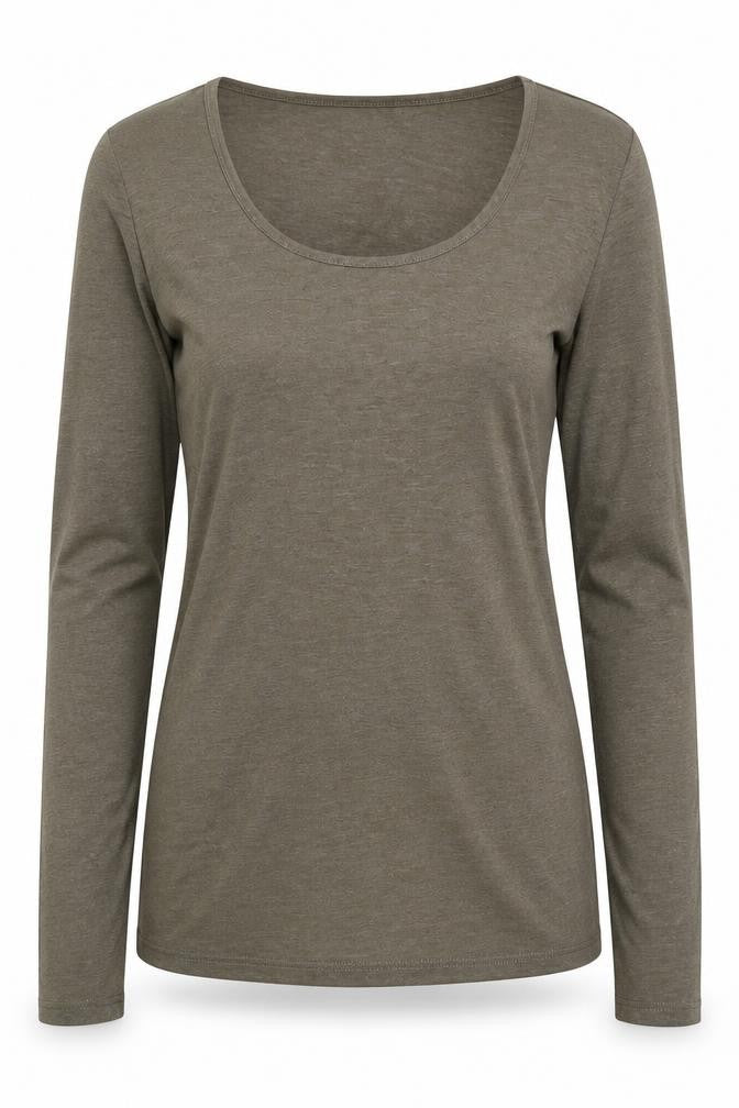 Vera Moda Womens Beige Cotton Jersey T-Shirt Size M Scoop Neck