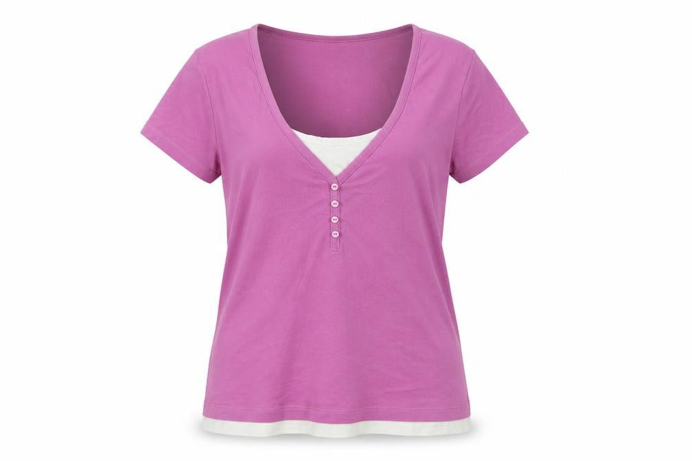 South Womens Purple Solid Cotton Top Pyjama Top Size 12