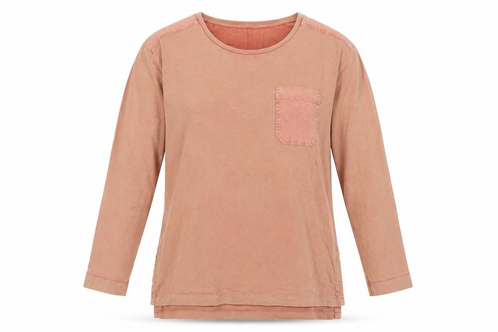 Next Womens Orange Cotton Jersey T-Shirt Size 12 Scoop Neck - Distressed