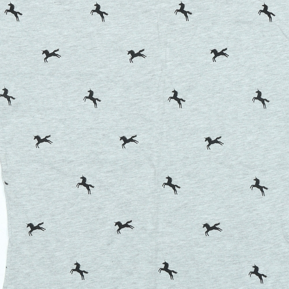Miso Womens Grey Cotton Basic T-Shirt Size 10 Scoop Neck - Unicorns
