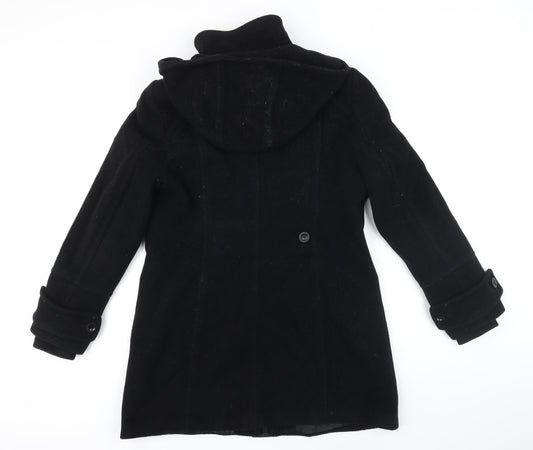NEXT Womens Black Overcoat Coat Size 10 Zip