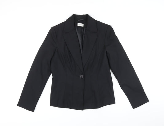 Together Womens Black Jacket Blazer Size 12 Button