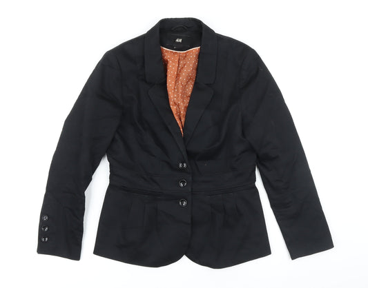 H&M Womens Black Jacket Blazer Size 10 Button