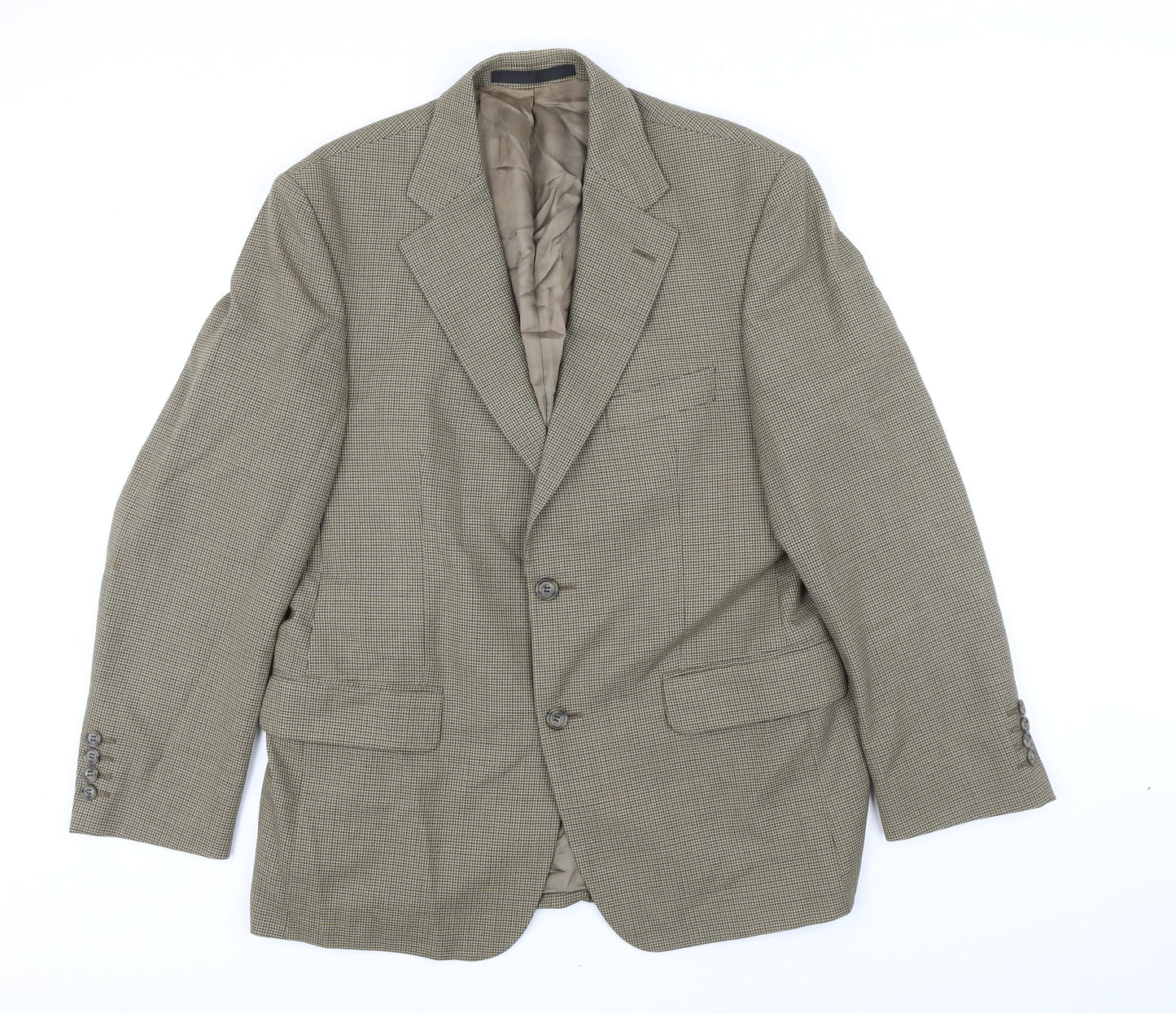 M&S Mens Brown Houndstooth Wool Jacket Blazer Size 40 Regular