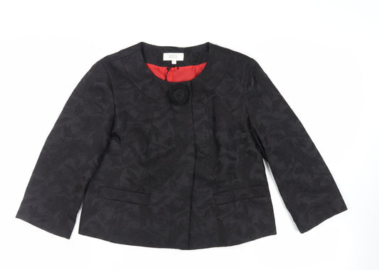 Marks and Spencer Womens Black Floral Jacket Blazer Size 12 Snap