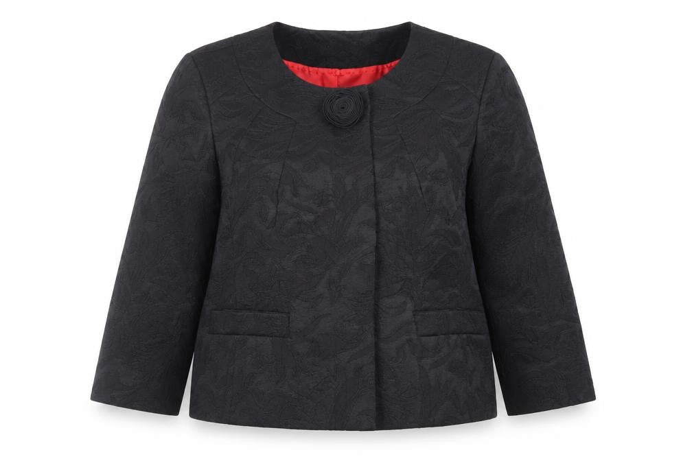 Marks & Spencer Womens Black Floral Jacket Blazer Size 12 Snap