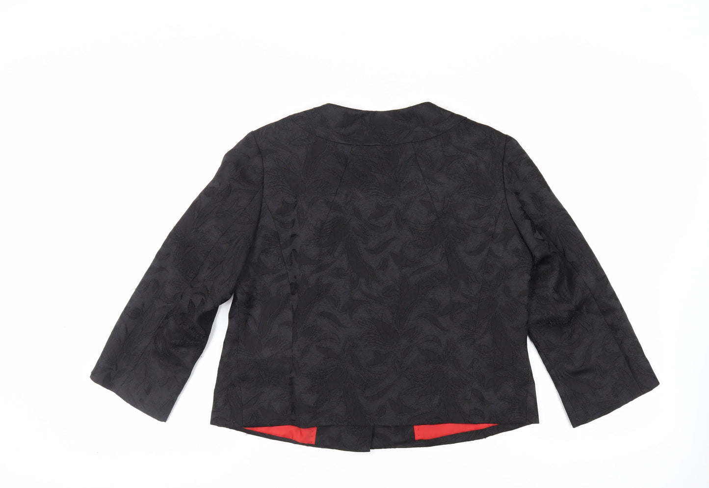 Marks and Spencer Womens Black Floral Jacket Blazer Size 12 Snap