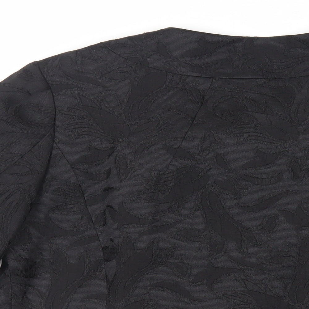 Marks and Spencer Womens Black Floral Jacket Blazer Size 12 Snap