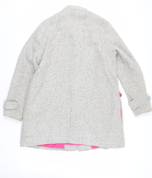 NEXT Womens Grey Overcoat Coat Size 16 Snap