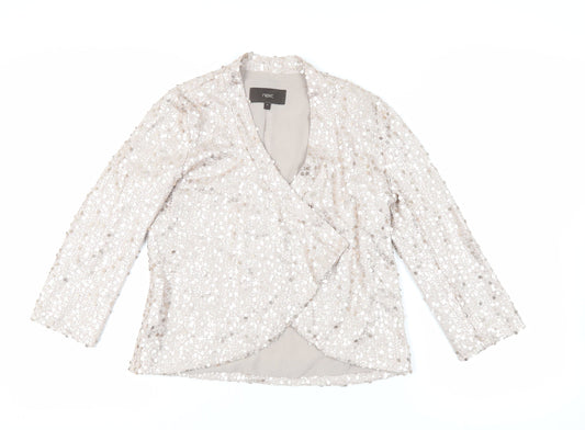 NEXT Womens Beige Jacket Blazer Size 8 - Sequin