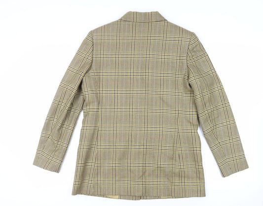 Cyrillus Womens Yellow Plaid Jacket Blazer Size 12 Button