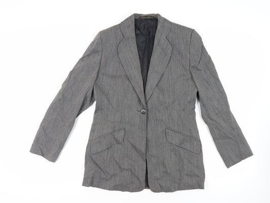 Marks and Spencer Womens Grey Jacket Blazer Size 10 Button