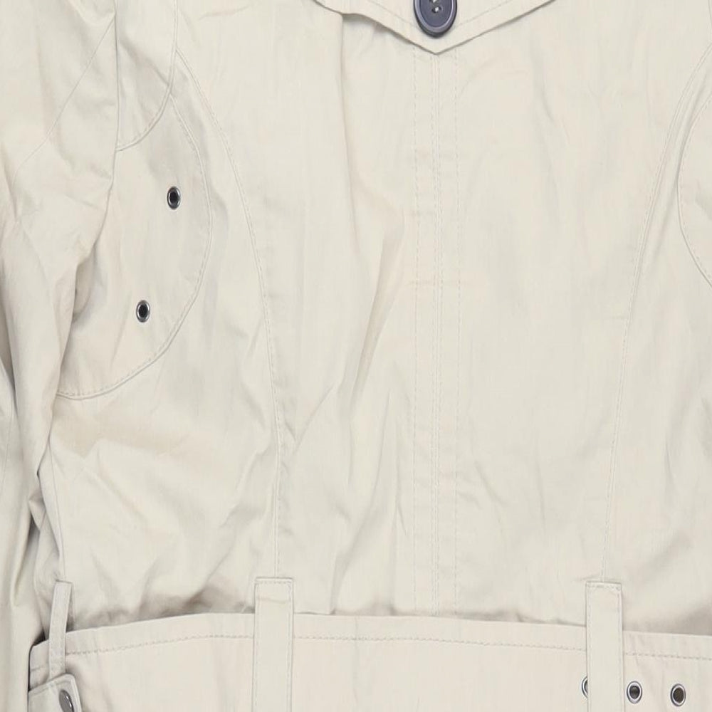 Fenn Wright Manson Womens Beige Trench Coat Coat Size 10 Button - Belted