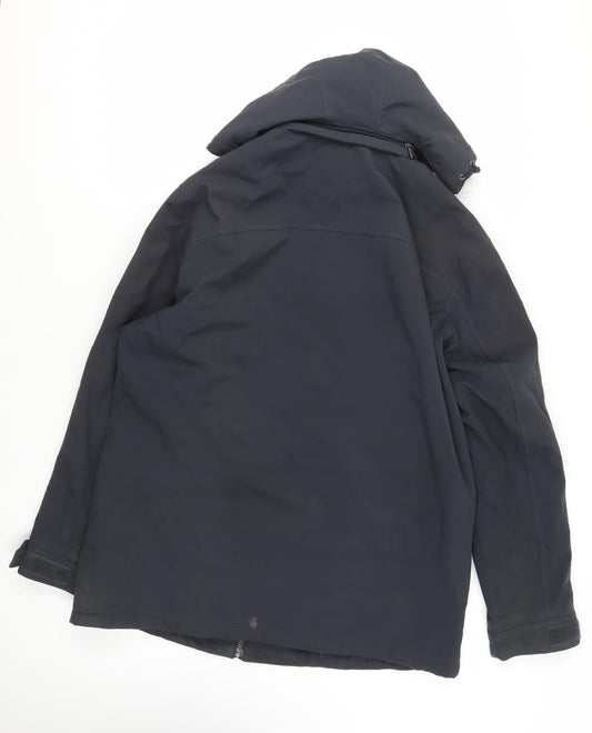 Weatherproof Mens Blue Windbreaker Jacket Size L Zip - Hooded Zipped Pockets Waterproof