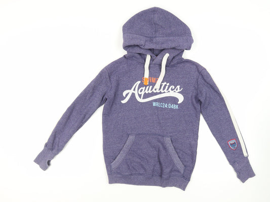 Swimzi Boys Blue Cotton Pullover Hoodie Size 11-12 Years Pullover - Logo Pockets