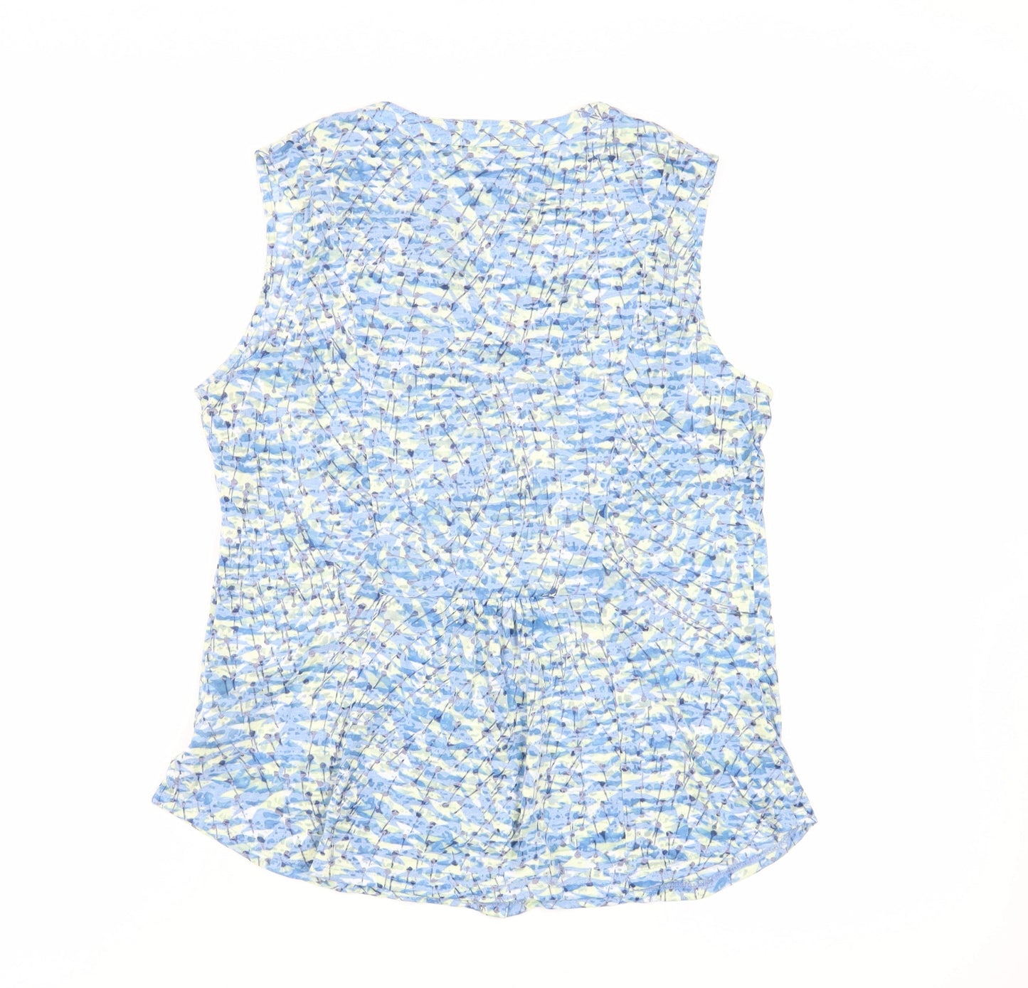 Per Una Womens Blue Geometric Cotton Basic Button-Up Size 12 V-Neck