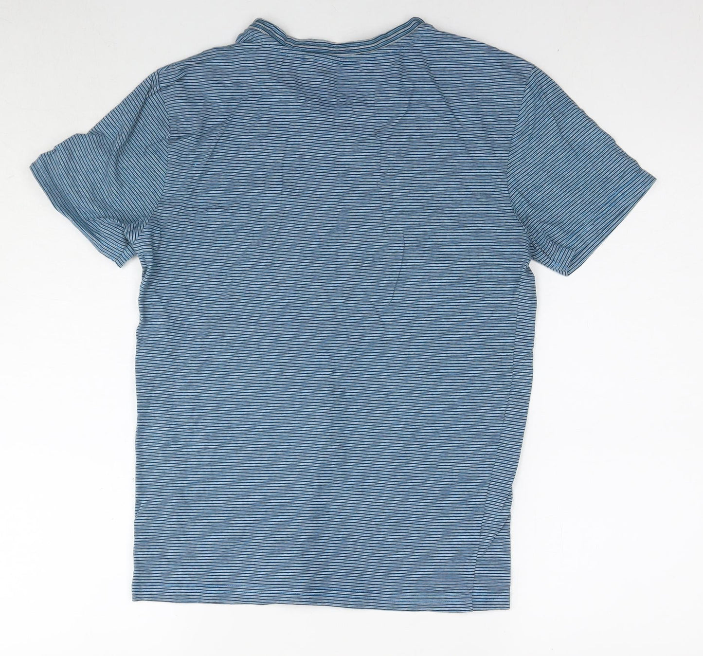 NEXT Womens Blue Striped Cotton Basic T-Shirt Size XS Round Neck