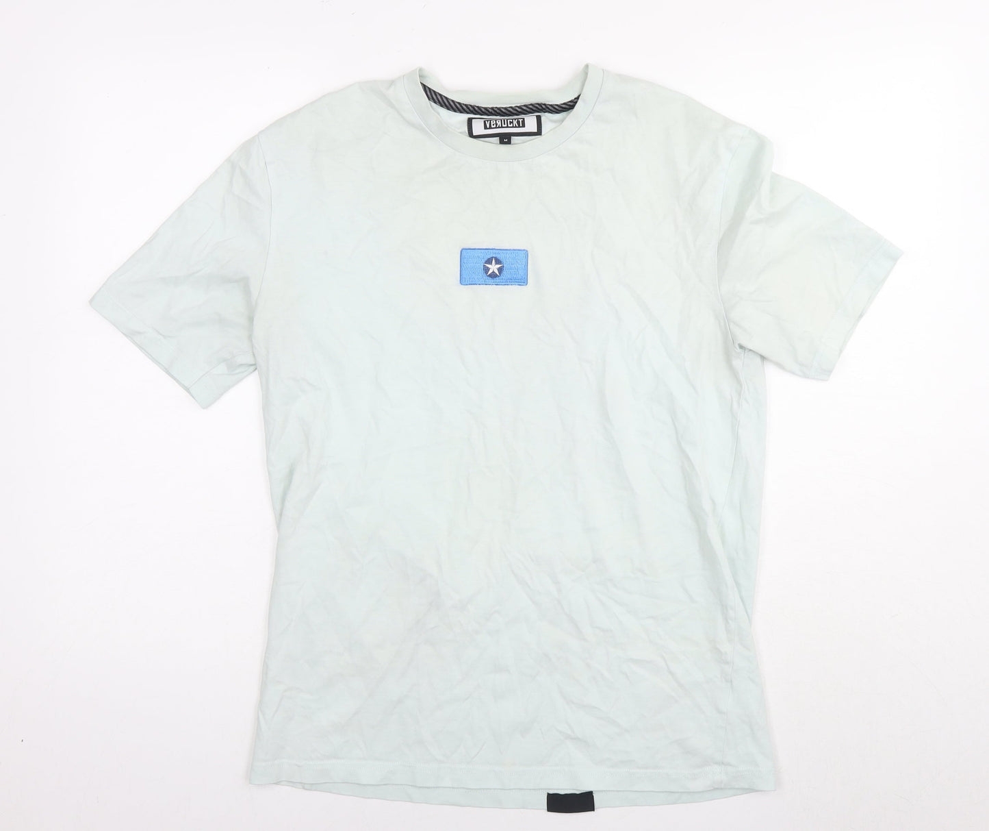 Veruckt Mens Blue Cotton T-Shirt Size M Round Neck - Logo