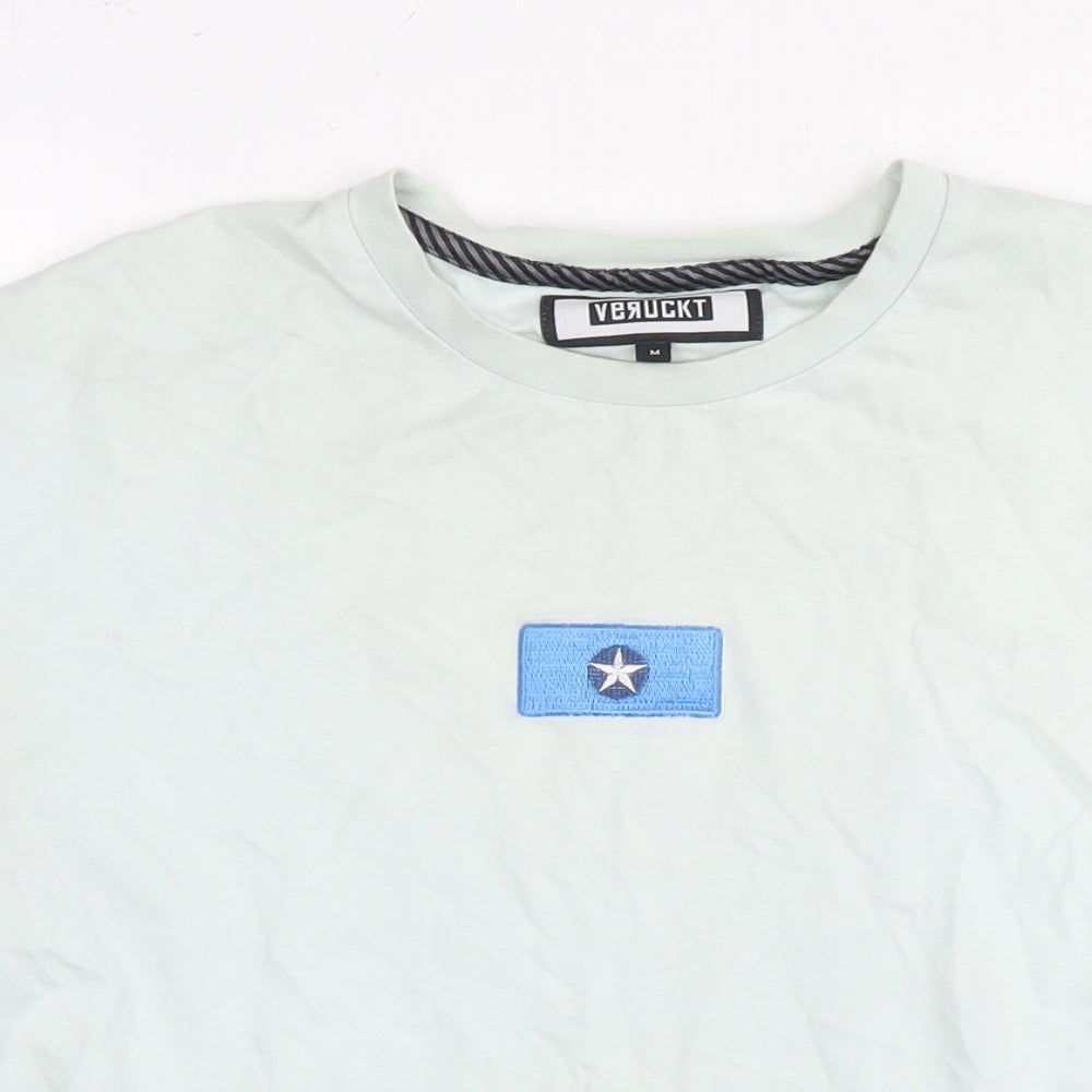 Veruckt Mens Blue Cotton T-Shirt Size M Round Neck - Logo