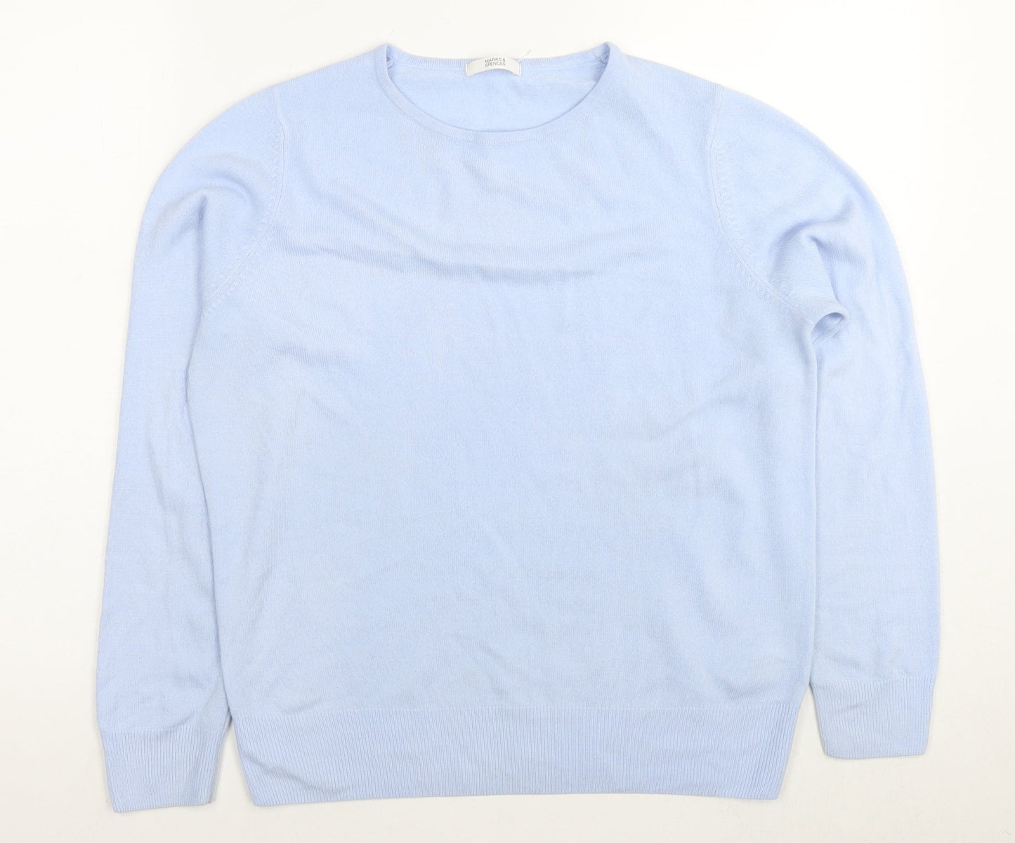 Marks and Spencer Womens Blue Round Neck Acrylic Pullover Jumper Size 12