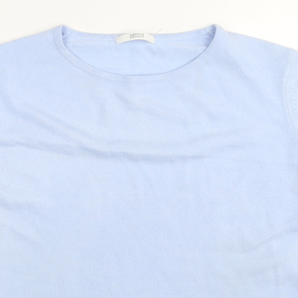 Marks and Spencer Womens Blue Round Neck Acrylic Pullover Jumper Size 12