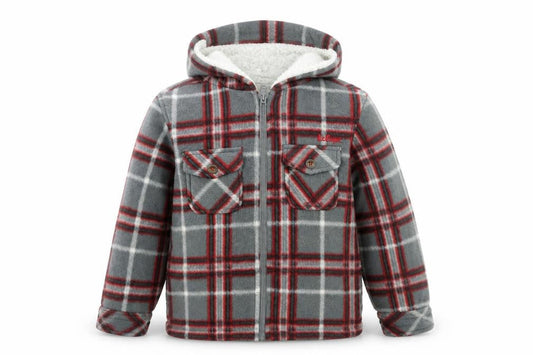 Lee Cooper Boys Grey Plaid Polyester Full Zip Hoodie Size 8 Years Zip