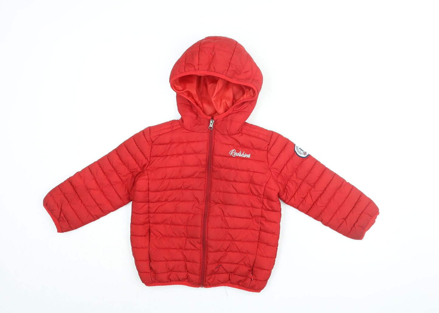 Redskins Boys Red Puffer Jacket Coat Size 5 Years Zip