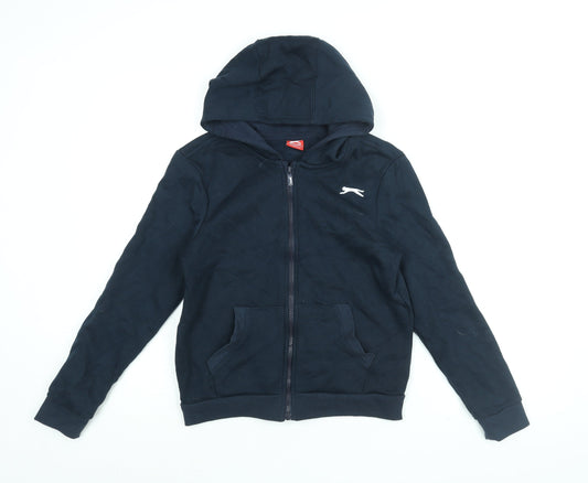 Slazenger Boys Black Cotton Full Zip Hoodie Size 11-12 Years Zip