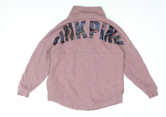 PINK Womens Pink Cotton Pullover Sweatshirt Size S Zip