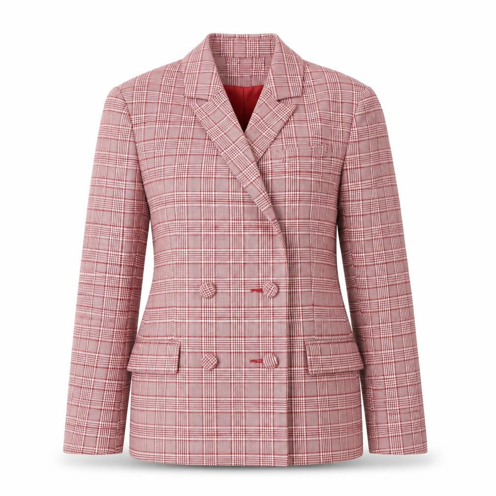 ASOS Women’s Red Plaid Double-Breasted Jacket UK 12