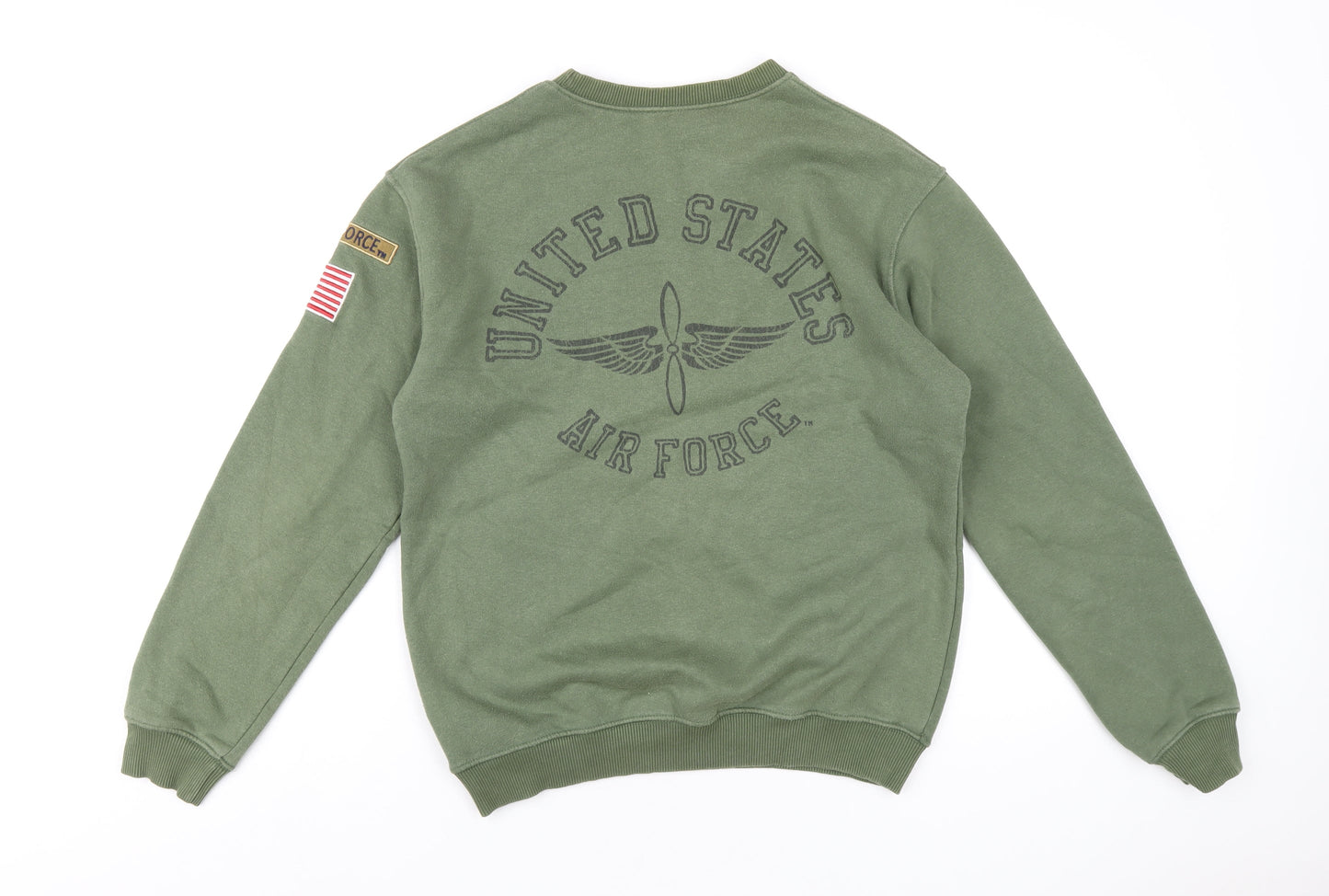 Topshop Womens Green Cotton Pullover Sweatshirt Size S Pullover
