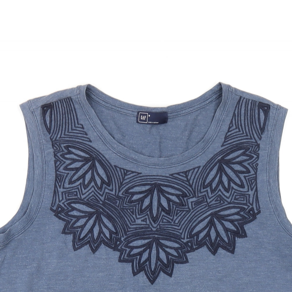 Gap Womens Blue Cotton Basic Tank Size M Round Neck