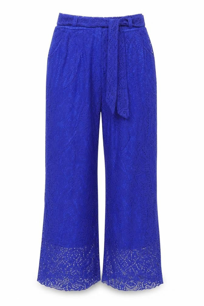 anna-kaci Womens Blue Polyester Trousers Size M L32 in Regular