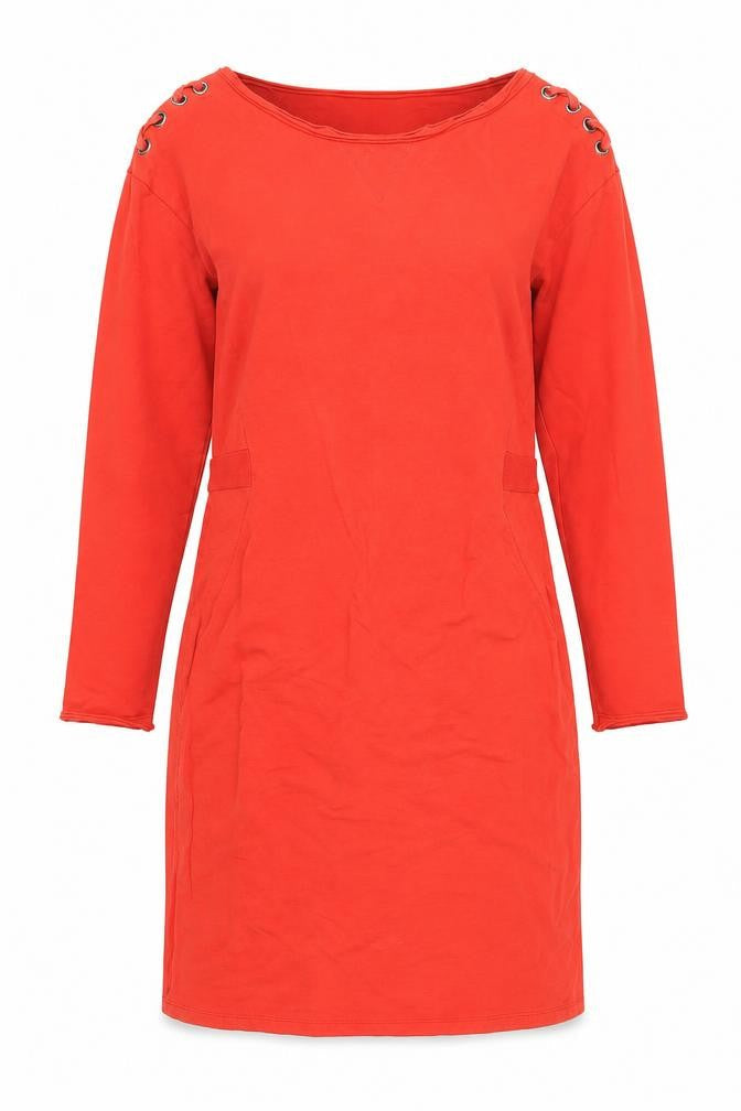 Sandwich Womens Orange Cotton A-Line Size L Boat Neck Pullover