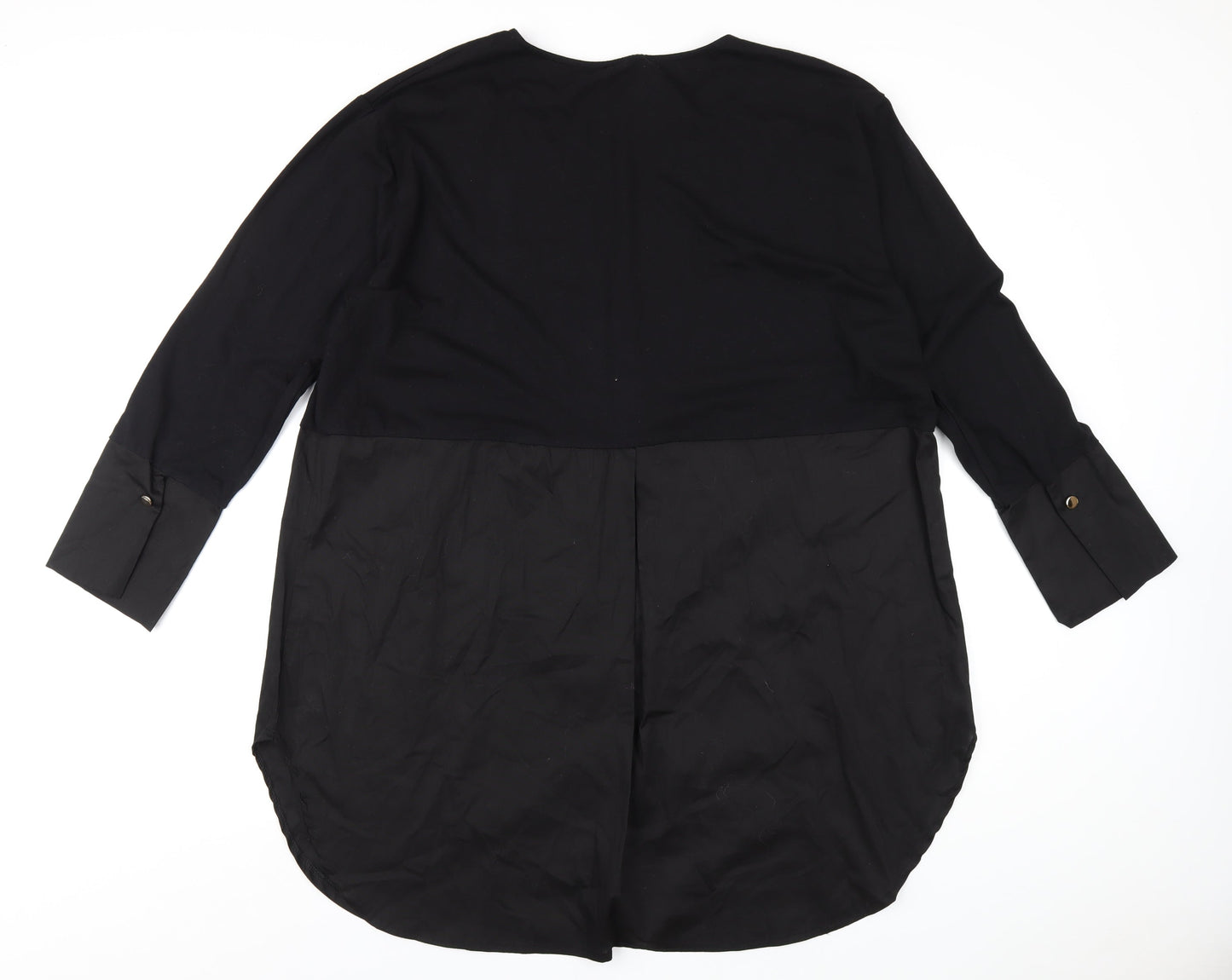 Studio Womens Black Cotton A-Line One Size Round Neck Pullover