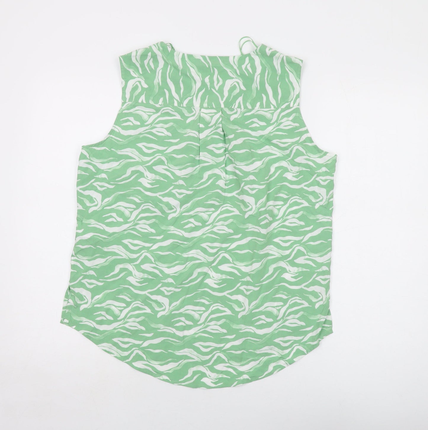 TOM TAILOR Womens Green Animal Print Viscose Basic Tank Size 10 V-Neck