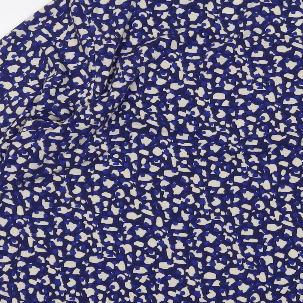 Lakeland Womens Blue Animal Print Polyester Basic Blouse Size XL Round Neck