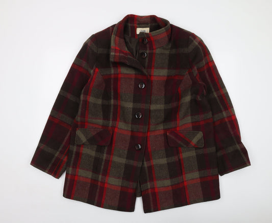 Classic Womens Multicoloured Plaid Overcoat Coat Size 18 Button
