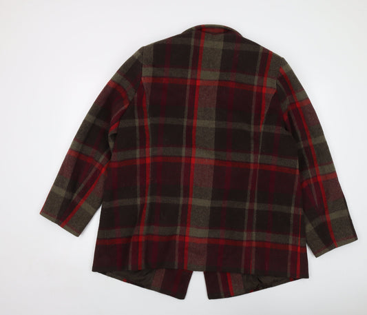 Classic Womens Multicoloured Plaid Overcoat Coat Size 18 Button