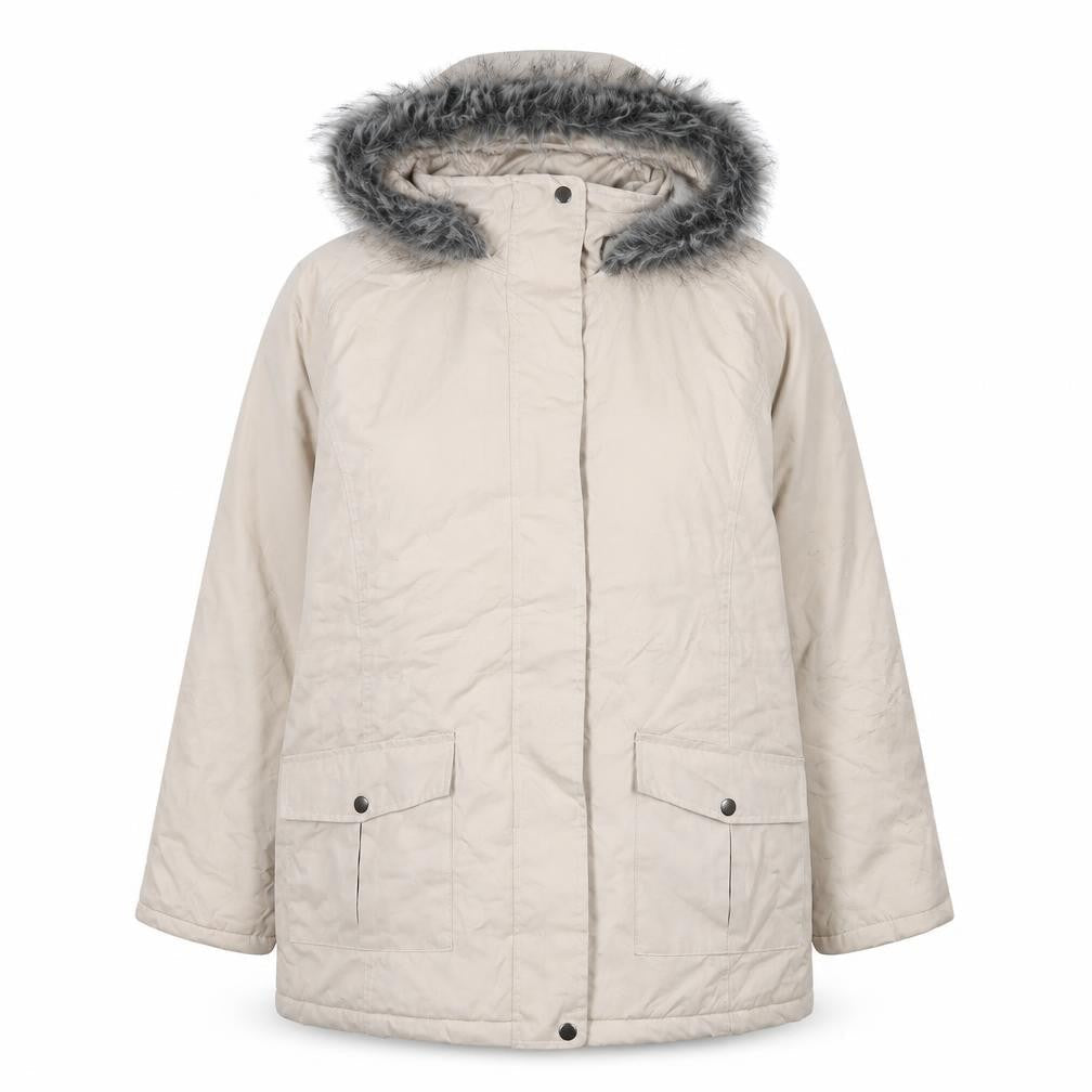 Atlas Womens Beige Parka Coat Size 8 Zip