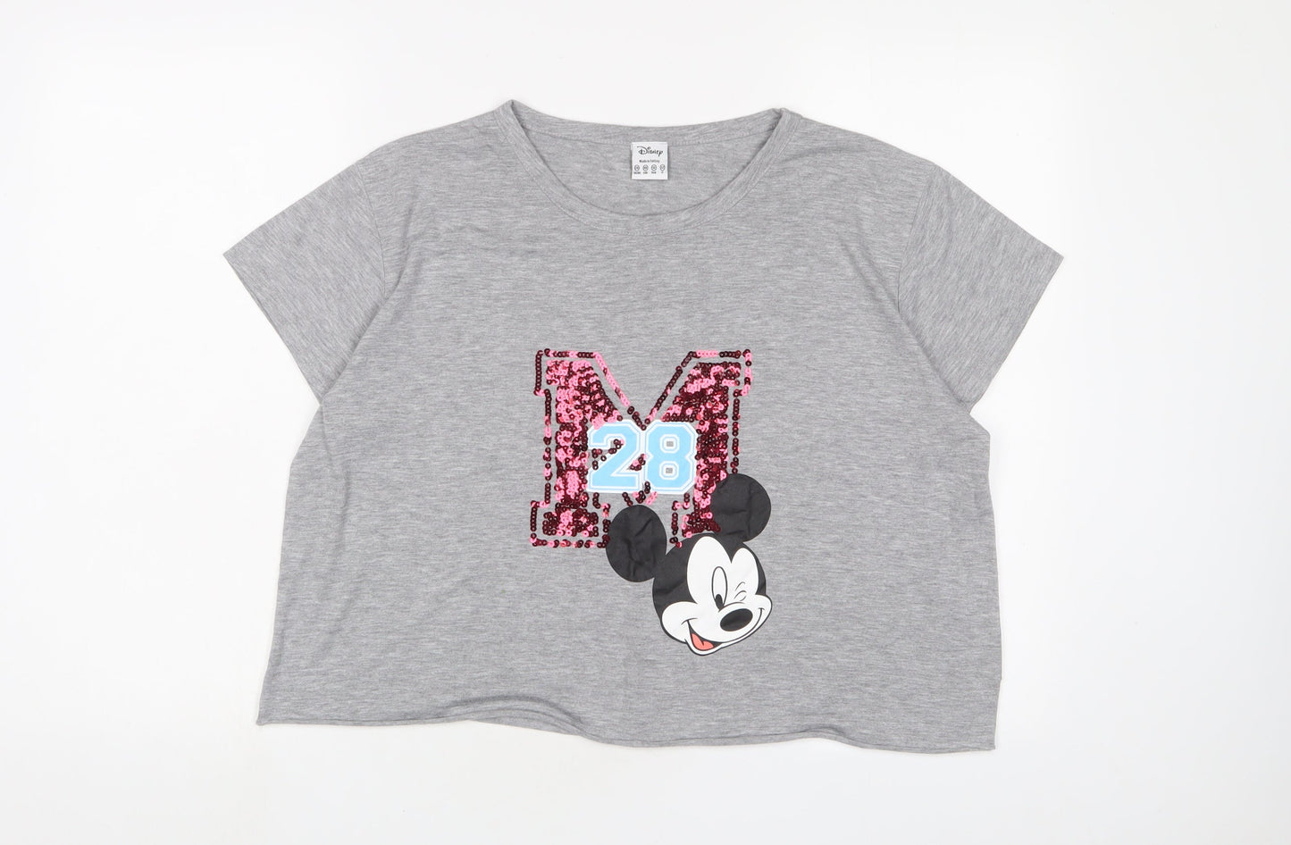 Disney Womens Grey Polyester Cropped T-Shirt Size 20 Collared - Minnie Mouse