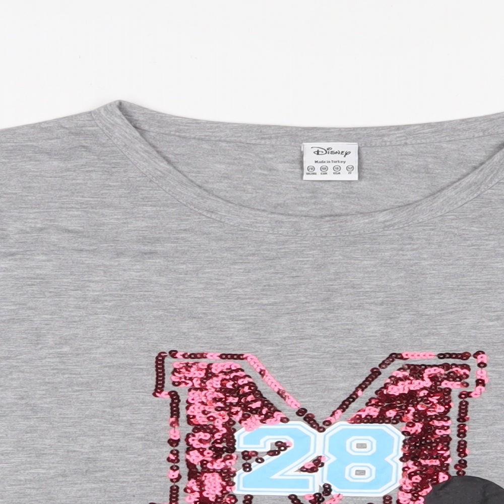 Disney Womens Grey Polyester Cropped T-Shirt Size 20 Collared - Minnie Mouse