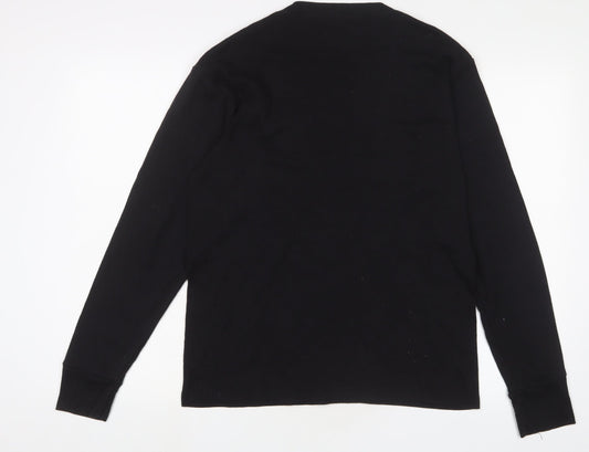 Freedom Trail Mens Black Cotton T-Shirt Size L Collared